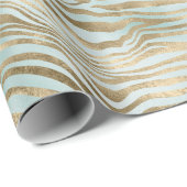 Aqua Mint Gold Zebra Print Cadeaupapier (Rol Hoek)