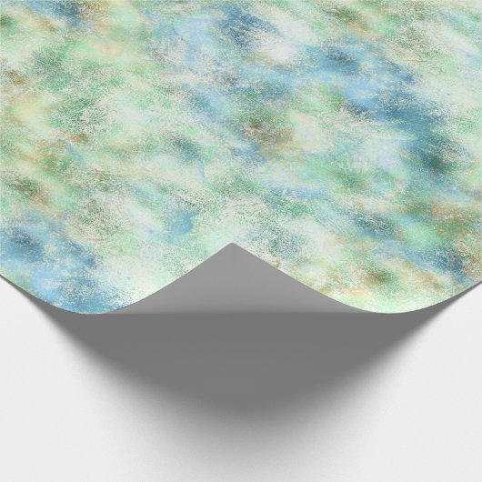 Aqua Mint Goud Marmer Abstract Cadeaupapier (Hoek)