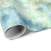 Aqua Mint Goud Marmer Abstract Cadeaupapier (Rol Hoek)