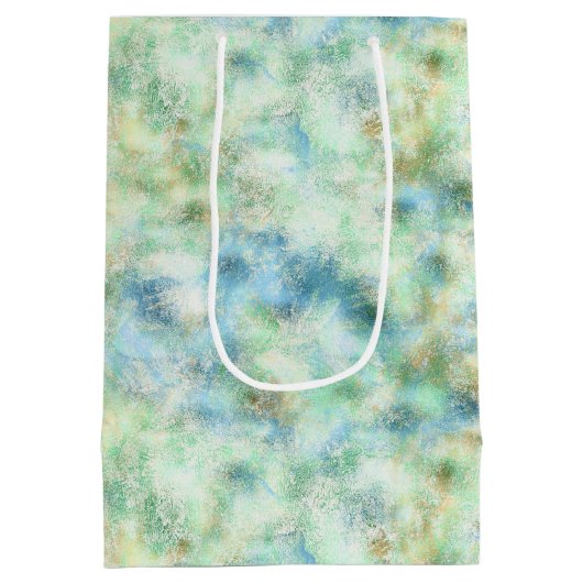 Aqua Mint Goud Marmer Abstract Medium Cadeauzakje (Achterkant)