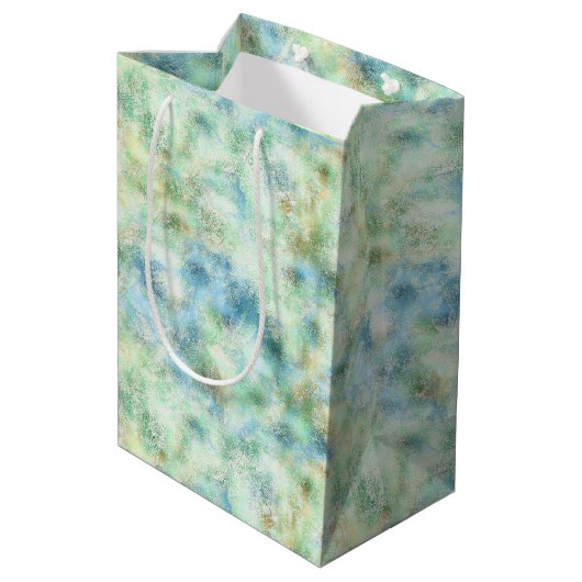 Aqua Mint Goud Marmer Abstract Medium Cadeauzakje (Achterkant Gekanteld)