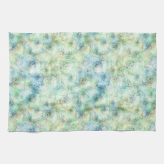 Aqua Mint Goud Marmer Abstract Theedoek (Horizontaal)