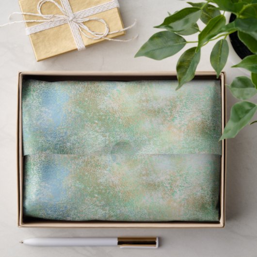 Aqua Mint Goud Marmer Abstract Tissuepapier (Geschenk)
