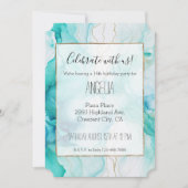 Aqua Mint Goud Wit Marmer Kaart (Voorkant)