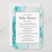 Aqua Mint Goud Wit Marmer Kaart (Voorkant)