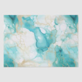 Aqua Mint Goud Wit Marmer Tissuepapier (Voorkant)