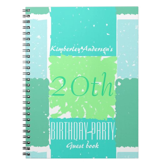 Aqua Mint Green Colors 20e verjaardag Gastboek Notitieboek (Voorkant)