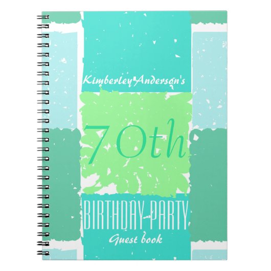 Aqua Mint Green Colors 70e verjaardag Gastboek Notitieboek (Voorkant)