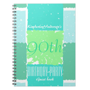 Aqua Mint Green Colors 90ste verjaardag Gastboek Notitieboek