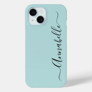 Aqua Mint Green Persoonlijke naam iPhone 15 Case