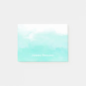 Aqua mint green waterverf penseelstreken persoonli post-it® notes (Voorkant)