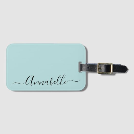 Aqua Mint Groene Gepersonaliseerde Naam Bagage Lab Bagagelabel (Voorkant (horizontaal))