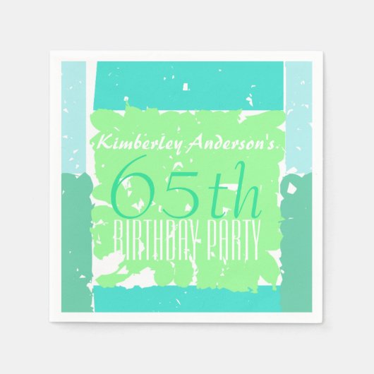 Aqua Mint Groene Kleuren 65e verjaardag papieren s Servetten (Voorkant)