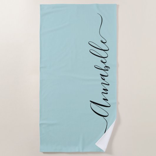 Aqua Mint Groene Persoonlijke Naam Strand Handdoek (Voorkant)