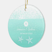 Aqua mint groene waterverf zandzeester keramisch ornament (Links)