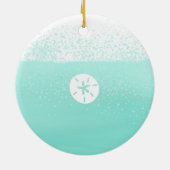 Aqua mint groene waterverf zandzeester keramisch ornament (Achterkant)