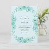 Aqua Mint Loof zachte Eucalyptus Bruiloft Kaart (Staand voorkant)