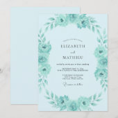 Aqua Mint Loof zachte Eucalyptus Bruiloft Kaart (Voorkant / Achterkant)