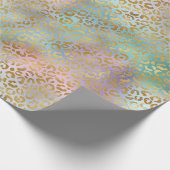 Aqua Mint Pink Gold Glam Leopard Print         Cadeaupapier (Hoek)