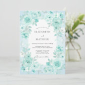 Aqua Mint Roze Bruiloft Kaart (Staand voorkant)