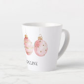 Aqua Mint Roze Goud Kerst Ornamenten Naam Latte Mok (Rechterhoek)