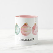 Aqua Mint Roze Goud Kerst Ornamenten Naam Mok (Midden)