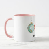 Aqua Mint Roze Goud Kerst Ornamenten Naam Mok (Links)