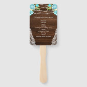 Aqua Mint Rustic Wood String Lights Floral Wedding Handwaaier (Achterkant)