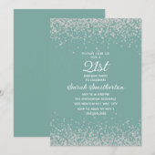 Aqua Mint Silver Diamond Glitter 21ste verjaardag Kaart (Voorkant / Achterkant)