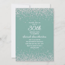 Aqua Mint Silver Diamond Glitter 30th Birthday