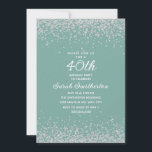 Aqua Mint Silver Diamond Glitter 40th Birthday Kaart<br><div class="desc">Creëer uw eigen elegante aqua/mint 40ste verjaardagsfeestuitnodiging voor vrouwen met mousserende glitter en een witte kalligrafie/scripttekst. De tekst en de doopvonten zijn volledig klantgericht op deze uitnodiging zodat kunt u dit veranderen om voor om het even welke leeftijd te werken. De achtergrondkleur is ook aanpasbaar, zodat ongeacht het thema van...</div>