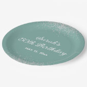 Aqua Mint Silver Diamond Glitter 50th Birthday Papieren Bordje (Gekanteld)