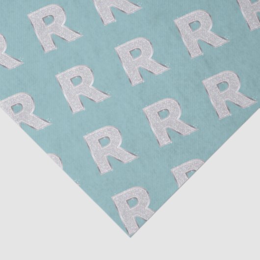 Aqua Mint Silver Letter R Tissuepapier (Detail)
