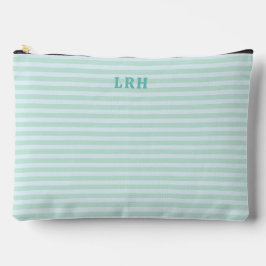 Aqua Mint Stripe Vintage Tiny Initials Monogram Etui
