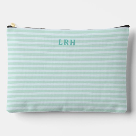 Aqua Mint Stripe Vintage Tiny Initials Monogram Etui (Voorkant)
