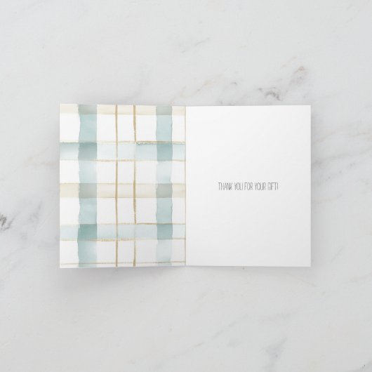 Aqua Mint Stripes Bedankt Kaart (Binnen)