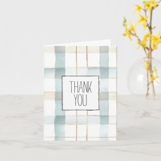 Aqua Mint Stripes Bedankt Kaart (Gele Bloem)