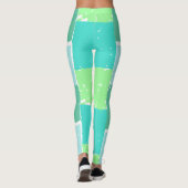 Aqua Mint Trendy kleuren Faux-Batik Leggings (Achterkant)