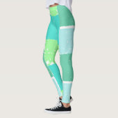 Aqua Mint Trendy kleuren Faux-Batik Leggings (Links)