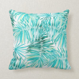 Aqua Mint Tropical Palm Leaves Kussen