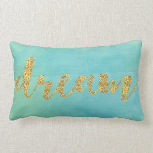 Aqua Mint Waterverf Gold Dream Kussen