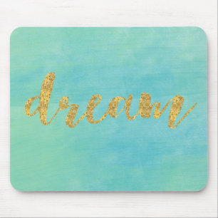 Aqua Mint Waterverf Gold Dream Muismat