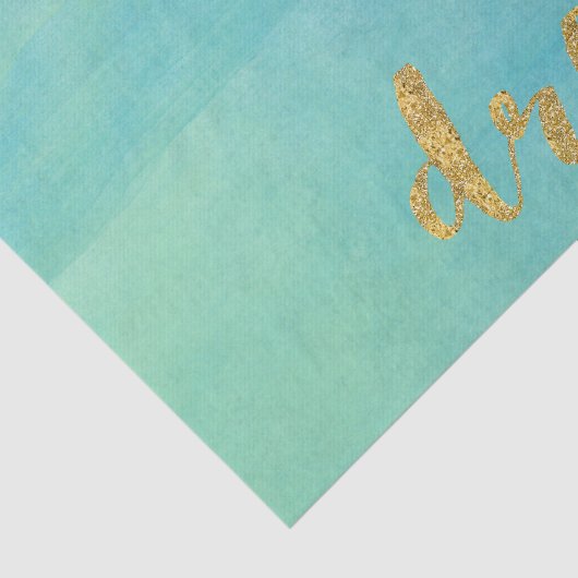 Aqua Mint Waterverf Gouden Droom Tissuepapier (Detail)