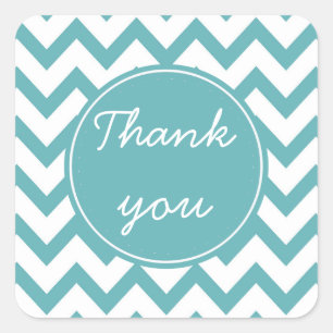 Aqua Mint White Chevron Vierkante Sticker