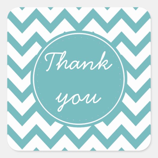 Aqua Mint White Chevron Vierkante Sticker (Voorkant)