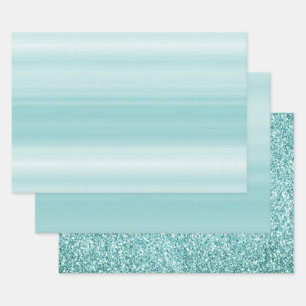 Aqua Mint White Inpakpapier Vel