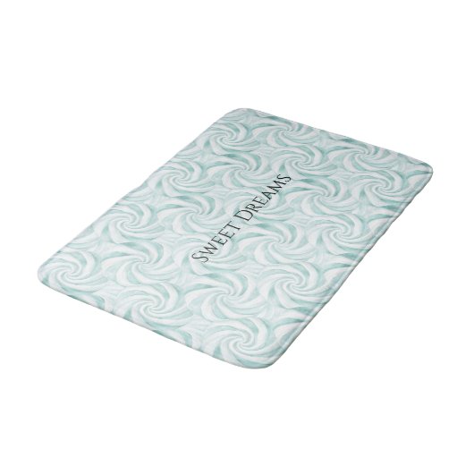 Aqua Mint White Swirls Badmat (Gekanteld)