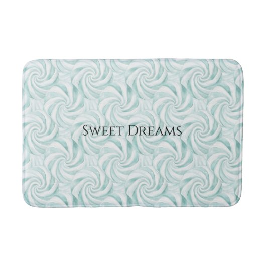 Aqua Mint White Swirls Badmat (Voorkant)