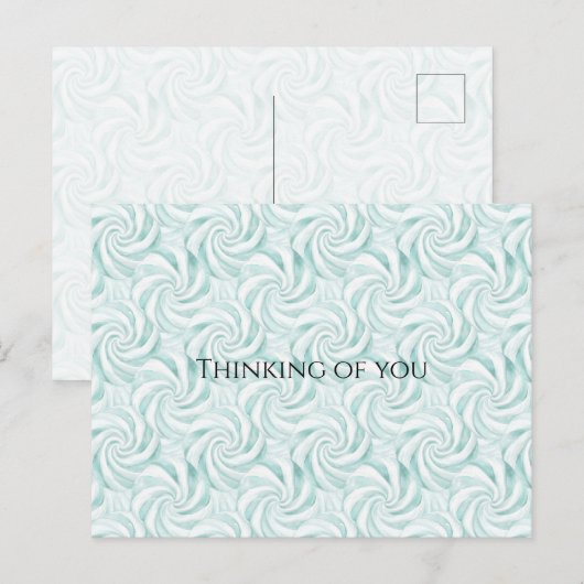 Aqua Mint White Swirls Denken aan jou Briefkaart (Voorkant / Achterkant)