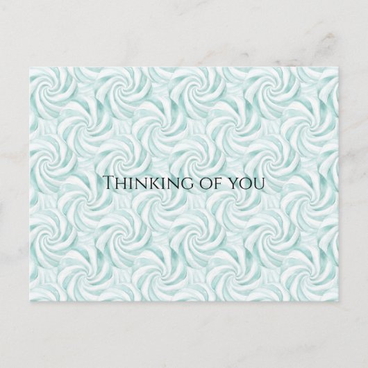 Aqua Mint White Swirls Denken aan jou Briefkaart (Voorkant)